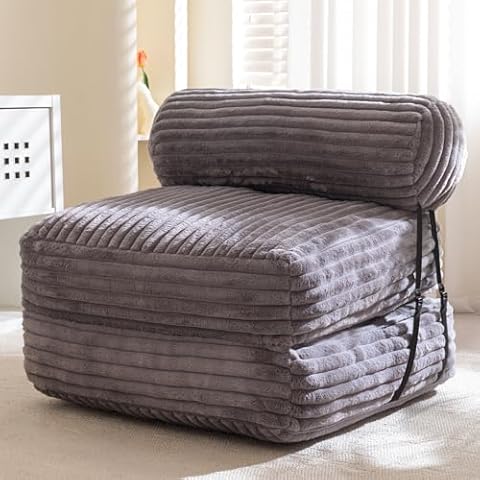 Folding Sofa Bed Couch, Convertible Sleeper Chairs with Back Support, Foldable Couch Futon Mattress with Pillow, Portable Fold Out Chair Bed Floor Mattress Floor Couch for Living Room,Machine Washable Cover