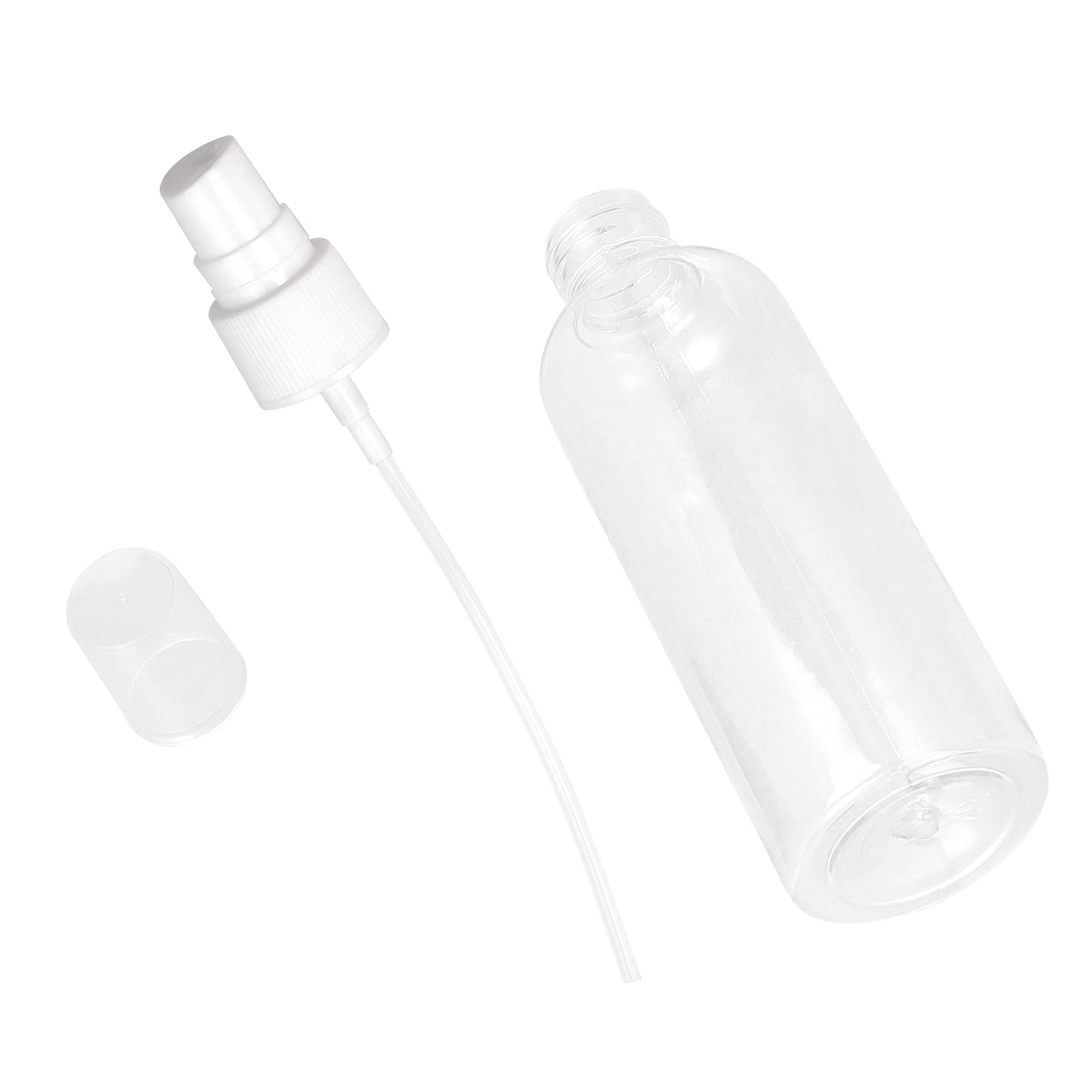 MANCHAP Paquete de 50 botellas de spray de plástico de 50 ml con tapas, botellas de plástico recargables vacías transparentes, botellas de spray de niebla fina, mini botellas de spray