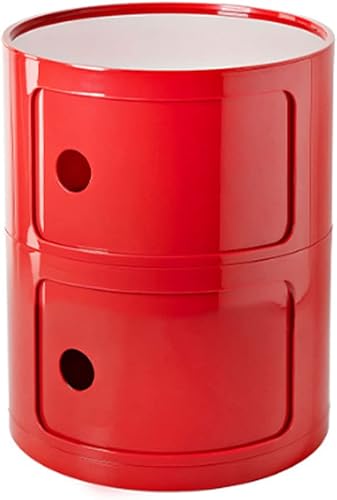 Mesita de noche redonda de plástico de 2/3/4 niveles, mueble de almacenamiento con cajones y puerta corredera, armario de noche moderno nórdico para