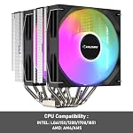 CPU Cooler, Dual-Tower, 6×6mm Heat Pipes CPU Cooling, Dual 120mm ARGB PWM Fans, 2000RPM Speed, for AMD AM4/AM5/; Intel LGA 115X/1200/1700/1851, PC Cooler, 265W TDP - Image 5