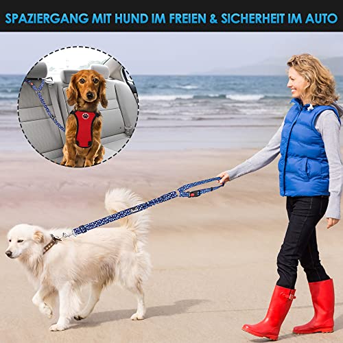 SlowTon Hundegurt fürs Auto, 2-in-1 Kopfstützen-Rückhalte Anschnallgurt Hund Auto mit Universalschnalle und einstellbarem, reflektierendem Gummiband zum Aufhängen von Sicherheitsgurten an Kopfstützen