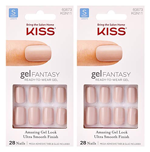 2-PACK Kiss Gel Fantasy KGN11 (TIGHT FIT) Short Nails w/Adhesive Tabs & Glue