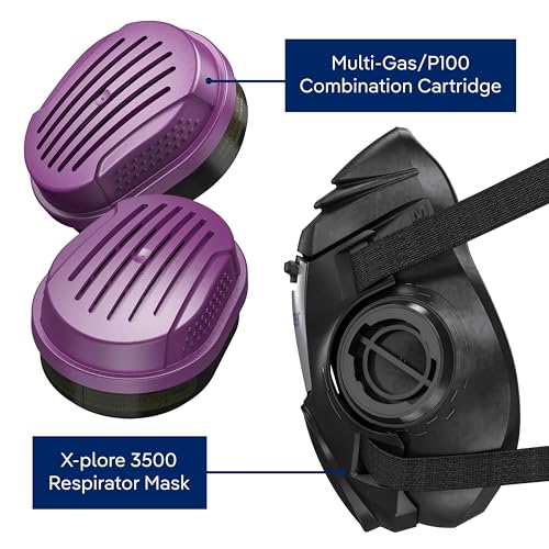 Image of Drager X-plore 3500 Respirator Mask Multi-Gas /P100 Combination Cartridge (OV /AG /HF /FM /CD /AM /MA /HS /P100) NIOSH-certified Half-Mask for Painting, Chemicals, Construction