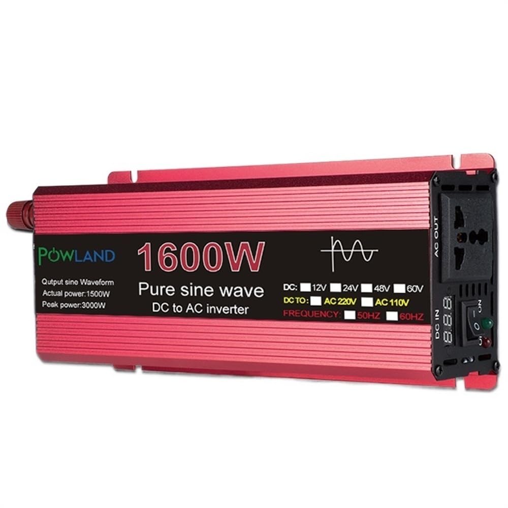 Inversor Inversor de Onda sinusoidal Pura 1000W, 1600W, 2200W, 3000W, CC, 12V, 24V a CA, 110V, 220V, convertidor Potencia Transformador, inversor Coche Solar(1600W,24V)