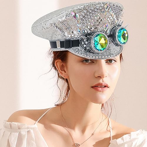 Chapeau style gothique punk de qualité supérieure avec diamants et rivets - 7