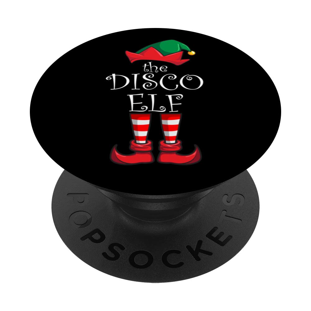 Disco Elf Matching Family Christmas Pajama Disco Elf PopSockets Swappable PopGrip, Black
