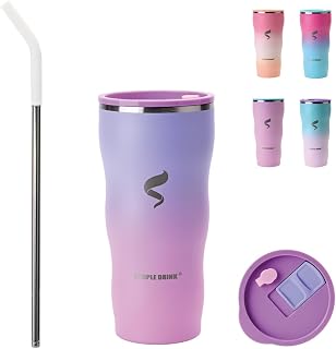 30 oz Insulated Tumbler with Straw and Lid, Lavender Ombre