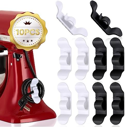 10 PCS Cord Organizer for Kitchen Appliances, Cord Organizer Cord winder Cord wrapper Cord keeper Cord holder Stick on Mixer, Coffee Maker, Pressure Cooker, Toaster, New Upgraded Design.