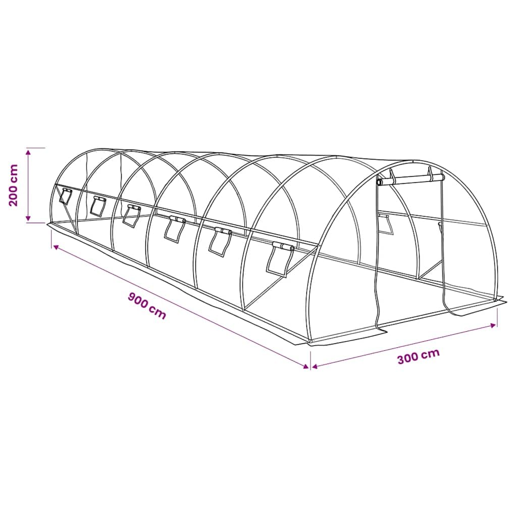 Szklarnia 27 m², tunel foliowy, domek na pomidory, 170 g/m², siatka z polietylenu, ocynkowana rama stalowa, 12 okien i drzwi, do inspektu, uprawy warzyw, roślin