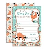 Silly Sloth Birthday Party Invitations, Ten 5