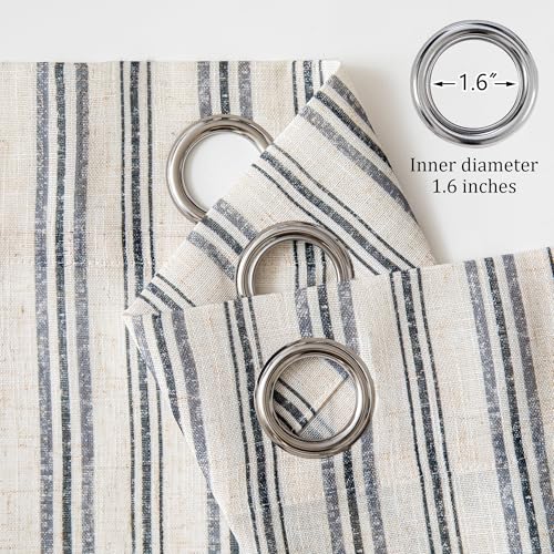 Image of MYSKY HOME Striped Curtains 63 Inches Long 63 Inches Long Linen Blended Black Ticking Stripe Pinstripe Curtains for Bedroom Patterned Light Filtering Drapes, Grommet, 2 Panels, 52 inch Wide