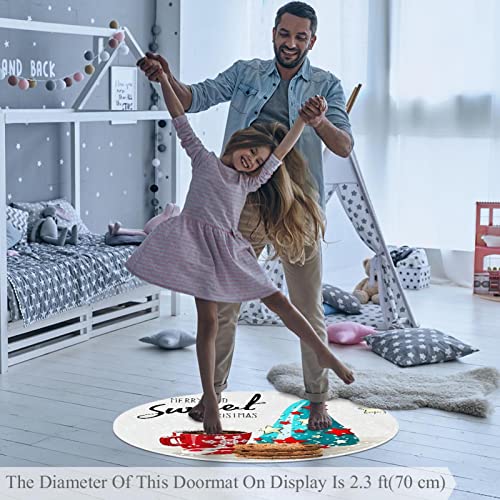 Tapis moderne antidérapant rond 80cm pour décoration de Noël - 4