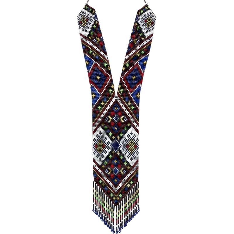 Collier ukrainien Gerdan fait main en perles de rocaille multicolores de qualité