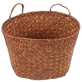 Panier tressé à la main : ce panier de rangement tressé multifonctionnel présente une forme unique, un style rustique, à la fois décoratif et pratique
