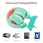 Nilogie-A21-Kids-Headphones-for-SchoolPCCellphoneAirplane-Travel-with-35mm-Jack-Children-Boys-Girls-Foldable-Wired-On-Ear-Headset-Mint-Coral