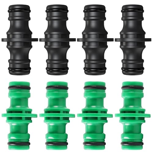 HAOBIN 8 Piezas Conectores Dobles para Mangueras de 1/2 Pulgada, Acoplamiento de 2 Vías con Extensión Rápida Compatible Garden - Conexión Segura para Riego en Jardín y Hogar (Interior/Exterior)