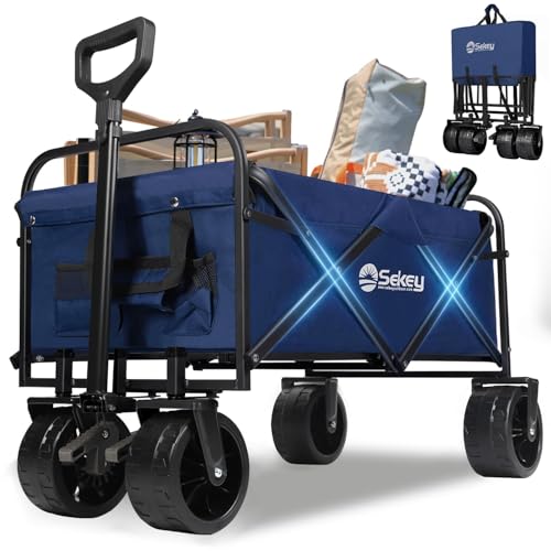 Sekey Heavy Duty Foldable Wagon with 330lbs Weight Capacity, Collapsible Folding Utility Garden Cart...