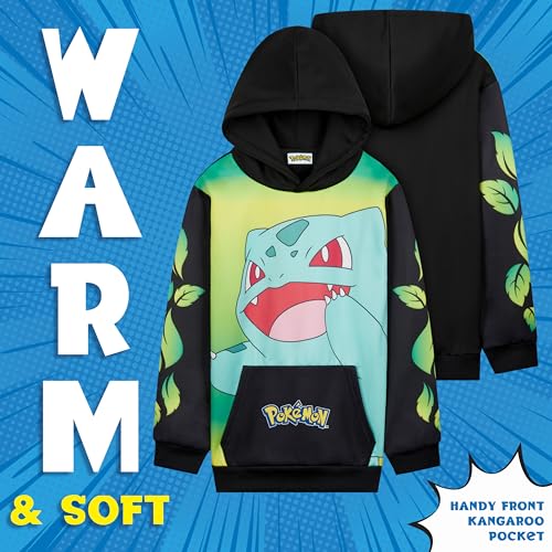 Image of Pokemon Hoodie for Boys & Teens Hooded Sweatshirt Warm Anime Pikachu Sweater