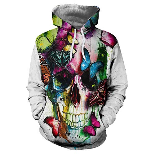 Sweat à capuche 3D papillon crâne enfant de 4 à 16 ans, pull imprimé original