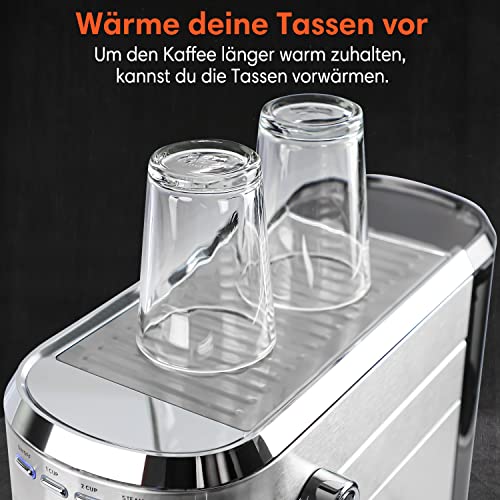 Espressomaschine 20 Bar, Siebträgermaschine mit 1 Liter Wassertank, Edelstahl siebträger kaffeemaschine mit… – Bild 6