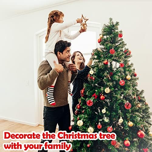 Chennyfun 44Pcs Christmas Baubles Ornaments with Strings, Christmas Balls Ornaments for Christmas Tree, Shatterproof Plastic Christmas Ball, Hanging Decorations for Xmas Christmas Tree, Holiday, Party