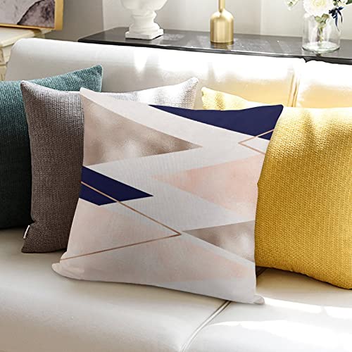 Rurals Rose Gold French Navy Geometric Decorative Pillow Covers Cozy Soft Throw Pillowcase Square Couch Cushion Cover For Home Decor Sofa Living Room Bed Car 18X18 Inch #TOP6