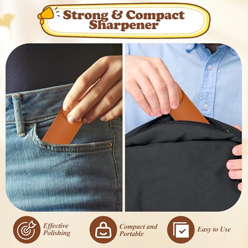 Anglekai 2PCS Ice Skate Sharpener, Hockey Skate Blade Sharpener Tool with 2PCS Leather Covers for Sharpening