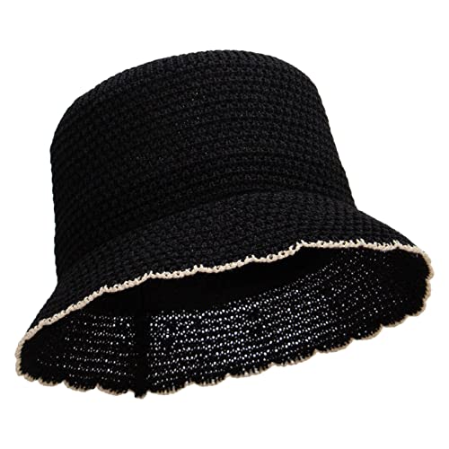 Jeanne Simmons Women's 2" Brim Knit Design Bucket Hat - Black Osfm #TOP3
