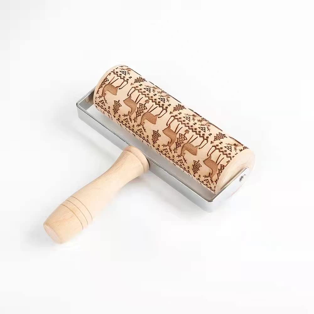 T-Shaped Pastry Roller Rolling Pin Embossed Roll Surface Rolling Pin Baking Cookie Fondant Dough Rolling Pin for Kitchen Restaurant