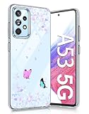 Croazhi Coque de Protection pour Samsung Galaxy A53, Transparente Fine Silicone Motif Floral Anti-Jaune Antichoc Protection Etui pour Samsung Galaxy A53 (1)