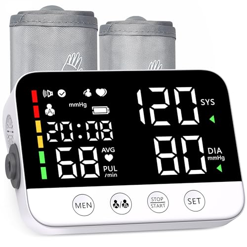 Blood Pressure Monitors for Home Use, USB Rechargeable Talking BP Machine with 6.14' LED Display, Dual User Memory & Two Comfort-Fit Cuffs