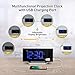 Mpow Projection Alarm Clock, FM Radio Alarm Clock, Digital Clock with USB Phone Charger, 5'' Large Curved LED Display, 6 Dimmer, Dual Alarm with 4 Sounds, Snooze, 12 24H, Alarm Clocks for Bedrooms