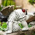 Suyorpe Garden Flower Fairy Outdoor Solar Decor, Resin Ornaments for Patio Lawn Yard Porch, Playful Garden Statue for Outside Angel Gifts, 8.98 Inches Tall