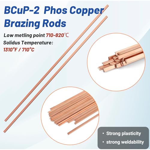 Image of 20 Sticks BCuP-2 Copper Brazing Rods Phosphor Alloy Welding Rods 0.050 inch x 1 /8 inch x 10 inchBrazing Rods for Air Conditioner Refrigerators Pipe