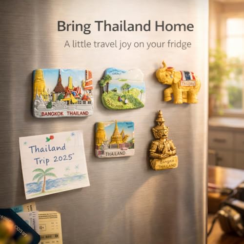 Pack de 5 imanes decorativos de recuerdo de Tailandia miniatura 4