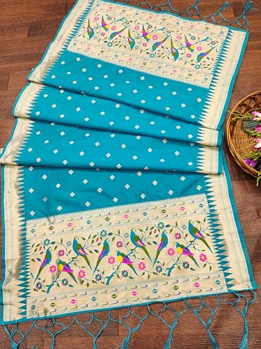 Image of DEVANGI Women's Woven Paithani Banarasi Silk Dupatta /Chunni For Women, Floral Print 1 Meter Wide and 2.3 Meter Length Printed Designer Dupatta /Chunni For Girls