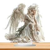 Angel Charm: crea un espacio tranquilo en tu hogar con Angel Acrylic Desk Art. El ángel elegantemente representado brinda paz y protección, complementado con alas de intrincado diseño.
