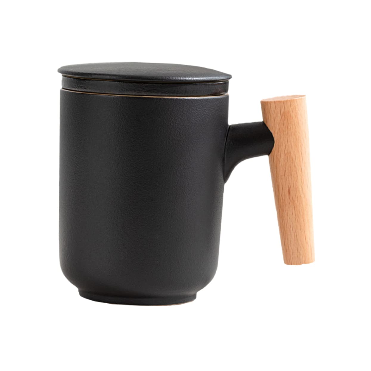 LIFKOME Tazze The Giapponesi in Ceramica Infusore, Tazza da Tè a Separazione Acqua, Nero, di Perdite, per Ufficio e Viaggio