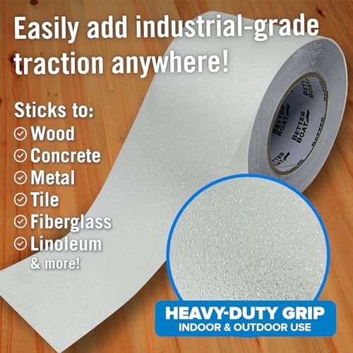 Image of Anti Slip Tape for Outdoor Stair Treads, Non-Skid Grip for Stairs | Steps, 4 inch x 40ft Roll, Clear Waterproof Traction, Weather-Resistant Friction Floor Tread for Dogs and Steps