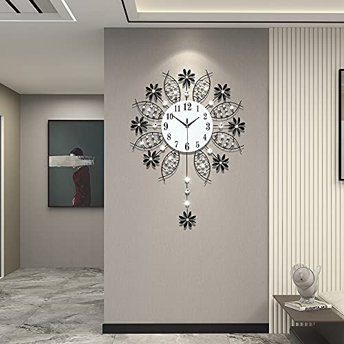 Jtwalclock Large Wall Clock For Living Room Decor Giant Big Silent Modern Battery Operated Decorative Glass Pendulum Wall Clock For Kitchen Bedroom Oversized Non Ticking Crystal Wall Clock 22 Inch #TOP3