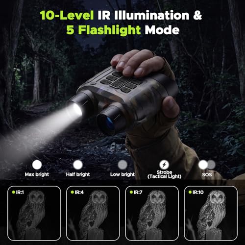 Image of Night Vision Goggles 4K 112MP, 18X Zoom Infrared Binoculars with 5000mAh Long Battery Life, 1968ft Range, 64GB Card Included, Full Color Night Vision for Hunting Camping Security Surveillance