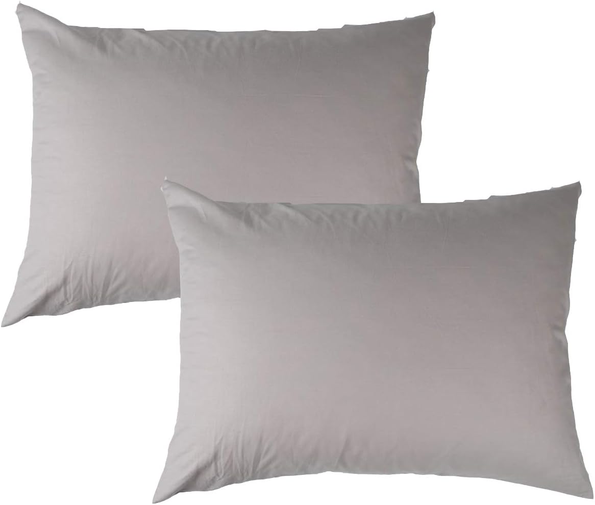 Pillowcase Standard Zippered Set 2 Pack 100% Cotton Super Soft 180 GSM Grey 20 x 26 Inches by Knlpruhk