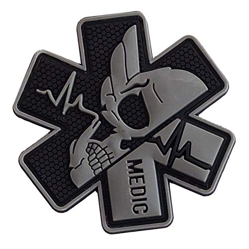 Image of Medic Rubber 3D PVC Patch Medical Paramedic Tactical Morale Badge Patches Hook Fasteners Backing 2.95 x 2.95 Inch Bubble of 2 Pieces