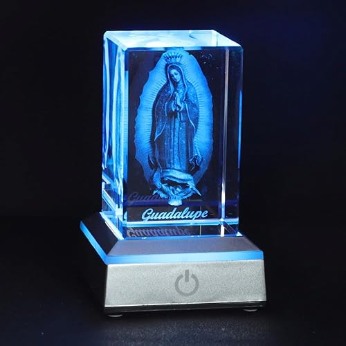 Miniatura 10 de KOMI Estatua de figura de cristal 3D con base de luz LED, grabada con láser, estatuas de cruz de mano, regalos religiosos para mujeres y hombres,