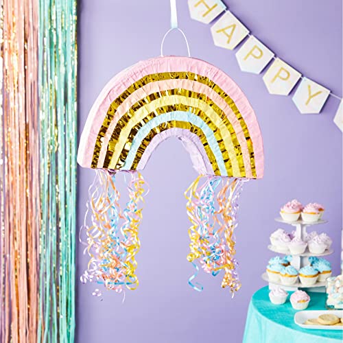 Blue Panda YLYGY Rainbow Pull String Pinata For Pastel Birthday Decorations, Gender Reveal Party Supplies thumb #1