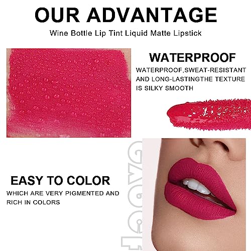 Evpct 6Pcs Wine Bottle Lip Tint Stain Warm Pink Neutral Nude Brown Deep Cranberry Mauve Pink Berry Pink Matte Liquid Lipstick Lip Gloss Set For Women Labiales Mate 24 Horas Originales En Forma De Vino #TOP2