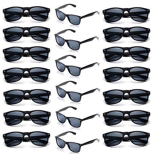 Onnea 20 Piezas Gafas de Sol Fiesta Colores Paquete Años 80 para Mujer Hombres (20 Negro)