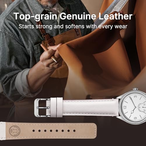 Image of Fullmosa 2 Pack 18mm Leather Watch Bands Quick Release Watch Strap for Men Women, Soft Replacement Strap Wristband with Stainless Steel Buckle,18mm White&Silver /Pink&Silver | 2 Pack Straps for Garmin Venu 3S /2S /4(41mm), Vivoactive 4S, Vivomove 3S, Forerunner 265S /255S, White+Pink /Silver+Silver