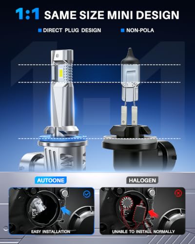 Image of AUTOONE 881 LED Fog Light Bulbs, 6500K Cool White, 600% Brightness, 881 889 898 886 896 894 Fog Lamps Replacement for Cars, Plug and Play (Pack of 2)