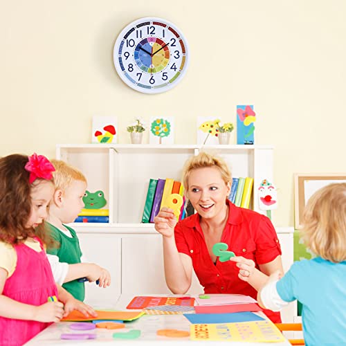 Lafocuse Orologio da Parete Bambini Educativo Silenzioso, Multicolore Orologio Imparare l'ora Facile da Leggere, Creativo Moderno Design senza Ticchettio per Cameretta Bambini Soggiorno Scuola 30cm